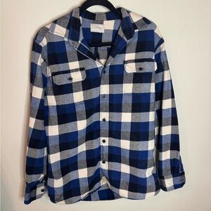 JACHS Heavyweight Blue Plaid Cotton Flannel Shirt Medium